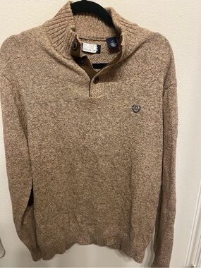 Champs Men's Tan Heather Zip-Button Knit Sweater
